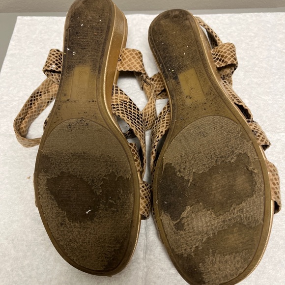 Sam & Libby Womens Beige Snake Print Open Toe Slip On Sandals, Size 7. - Picture 7 of 7